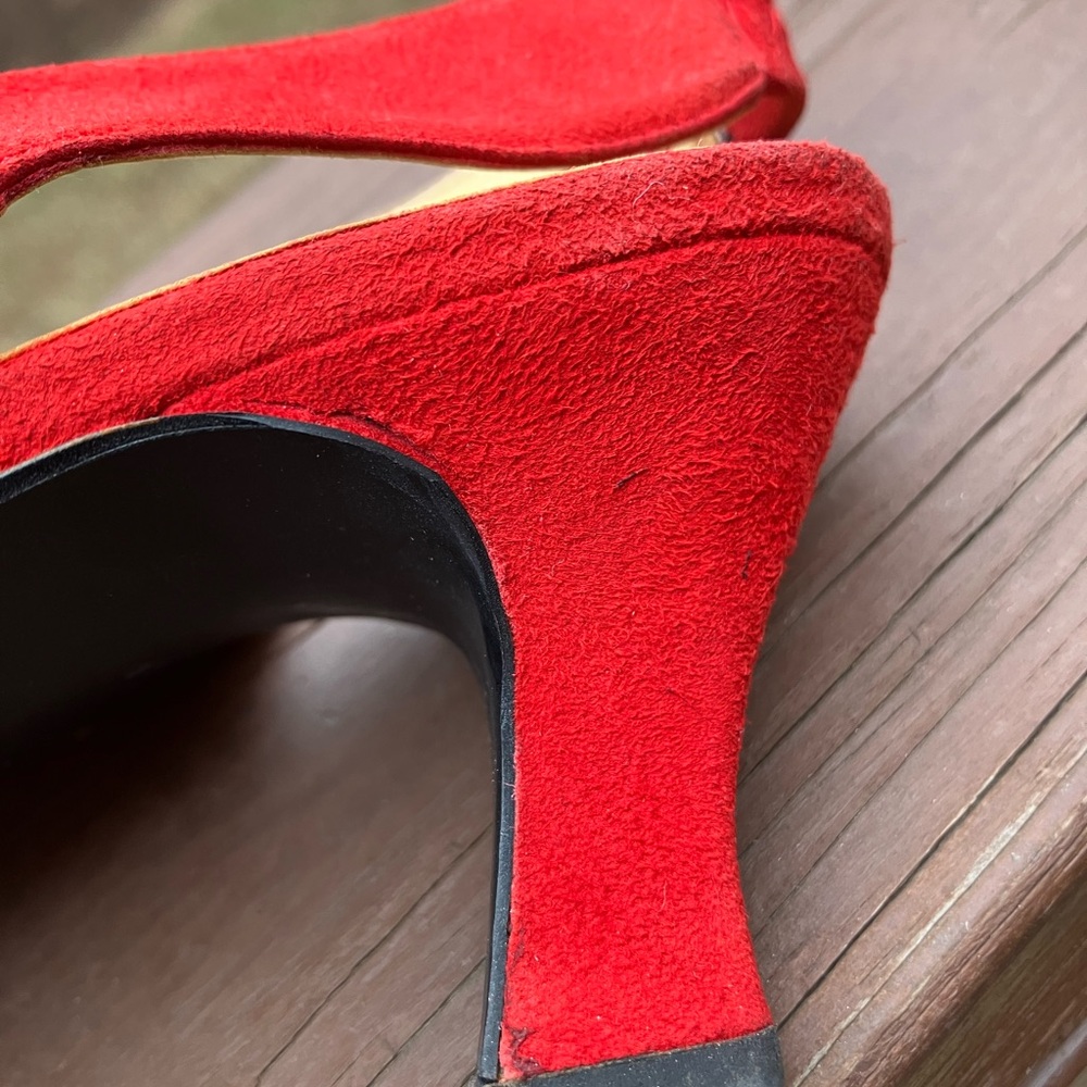 Slingback red suede pumps in excellent condition - Picture 2 of 5